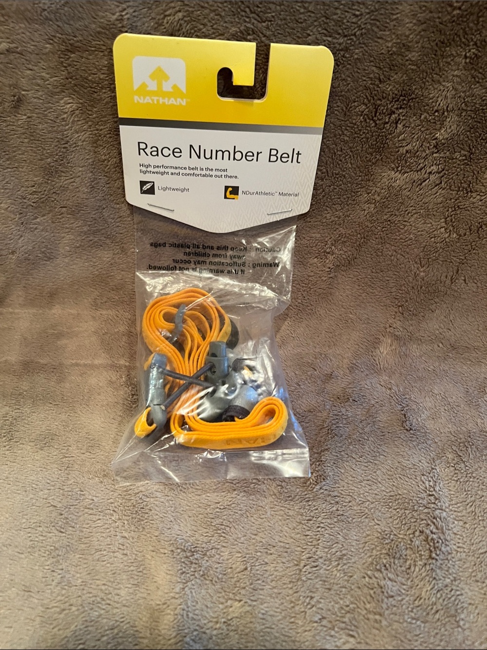 Nathan Yellow Race Number Belt with Gray Clips
